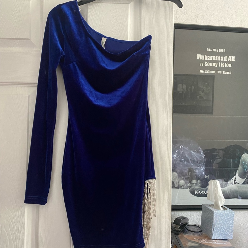 Beautiful blue velvet cocktail dress